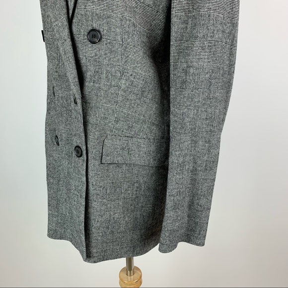 ZARA Black Plaid Double Breasted Blazer Medium - Picture 11 of 16